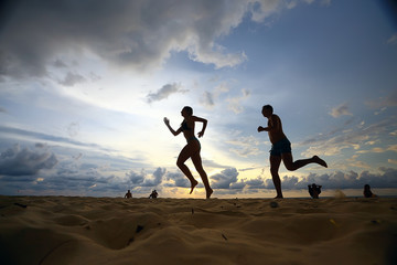 loving couple on the beach / summer vacation, sea coast, love, romantic vacation at sea