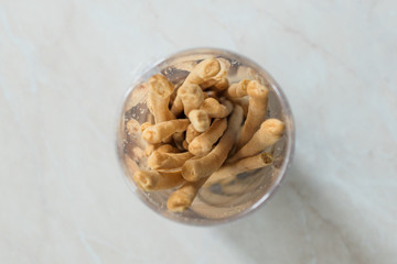 Salty Sticks in Round Plastic Package Ready to Eat.