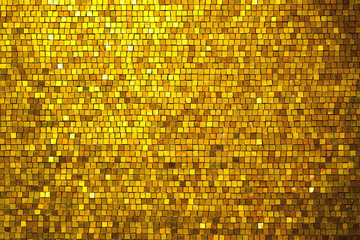 Gold colored square tile mosaic background - obrazy, fototapety, plakaty
