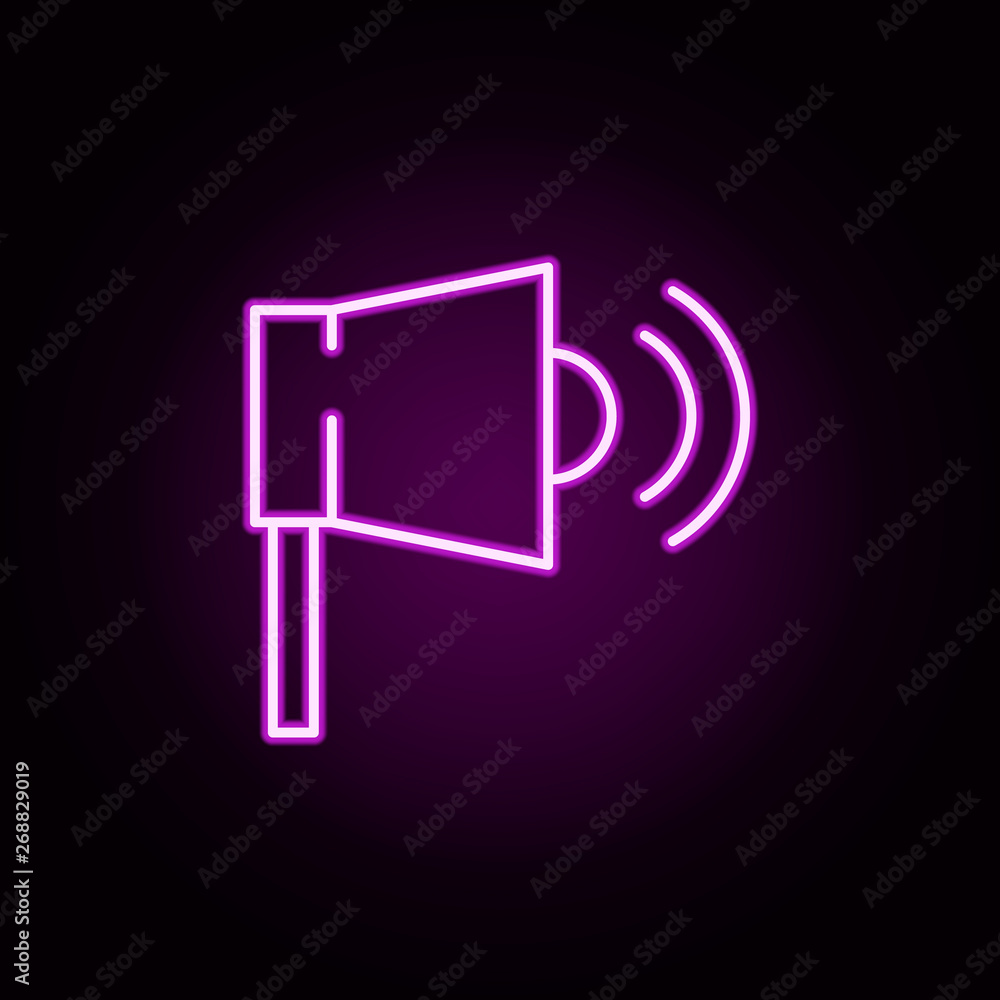 Poster megaphone, loudspeaker neon icon. elements of stratup set. simple icon for websites, web design, mob