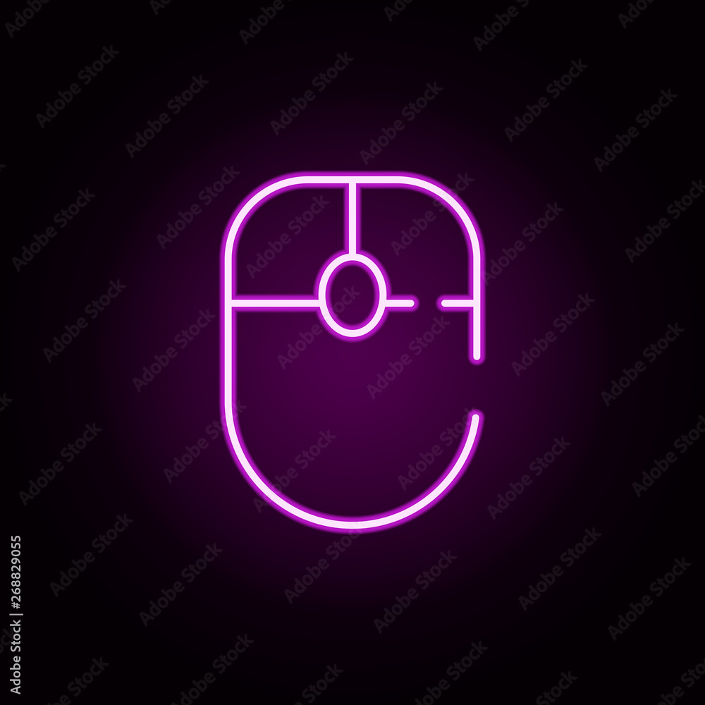 Poster mouse, device neon icon. elements of stratup set. simple icon for websites, web design, mobile app, 