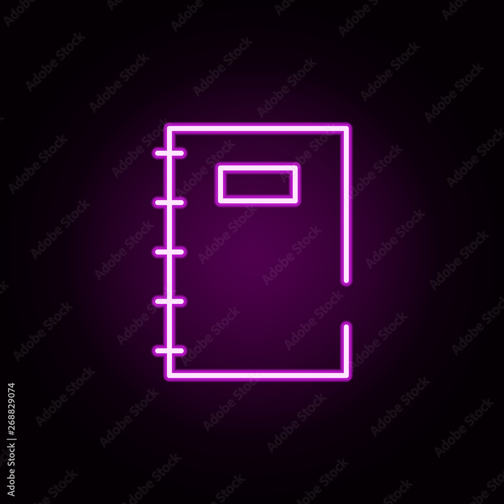 Poster notebook neon icon. elements of stratup set. simple icon for websites, web design, mobile app, info 
