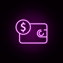 pay, money, wallet neon icon. Elements of stratup set. Simple icon for websites, web design, mobile app, info graphics