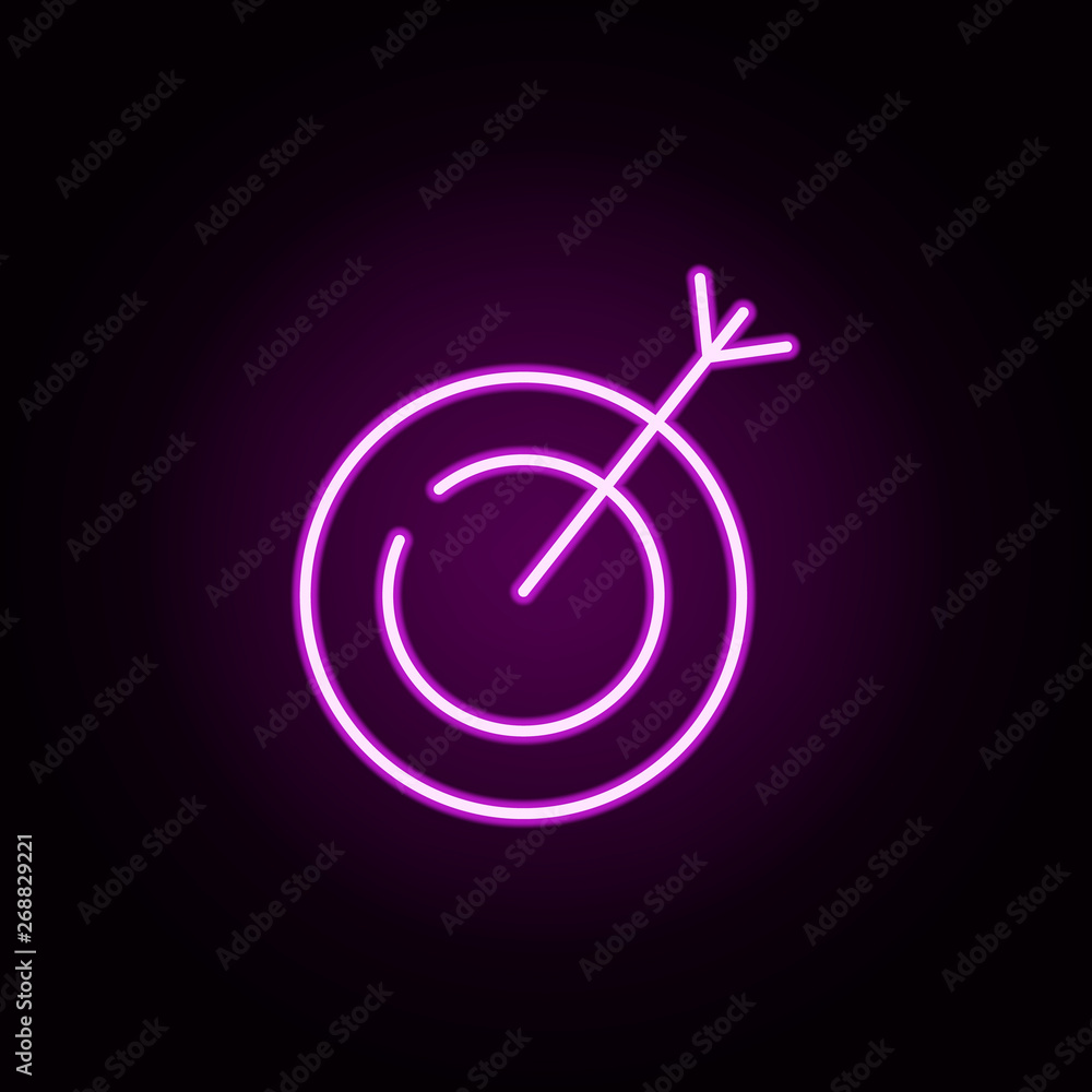Poster target, dartboard neon icon. elements of stratup set. simple icon for websites, web design, mobile a