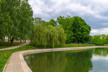 Fototapeta na wymiar Beautiful landscape in Friendship Park in Moscow, Russia