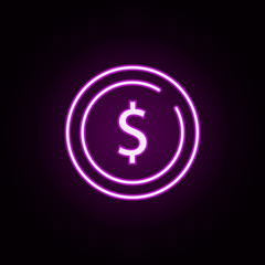 usd, dollar neon icon. Elements of stratup set. Simple icon for websites, web design, mobile app, info graphics