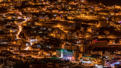Night traffic in Wadi Musa, Jordan