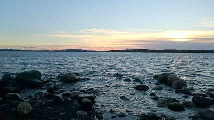 Fototapeta premium lake, water, sun, view, sky, view from the shore