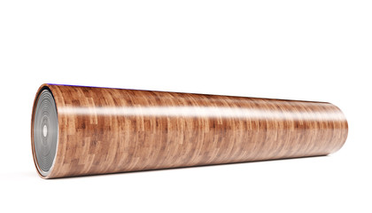 rolls of linoleum with wood texture. 3d illustration