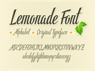 Lemonade font handwritten lettering vector aphabet