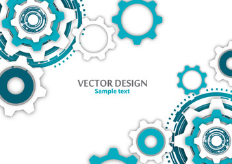 Technological colorful background with cogwheel, gears, cover template.