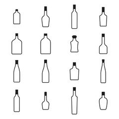 Alcohol bottles icons set, vector illustration.