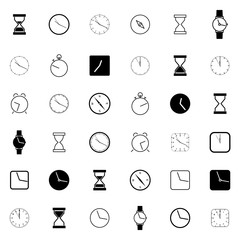 Set of different clock icons, vector illustration.