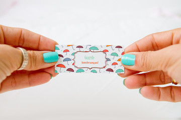 hands holding a message