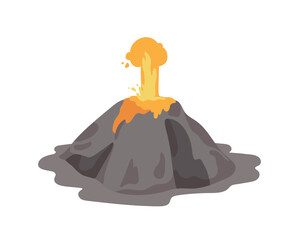 Erupting volcano with lava fountain ejecting from a crater isolated on white background © Good Studio