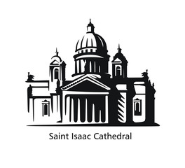 Saint Petersburg Isaacs Cathedral art illustration - obrazy, fototapety, plakaty
