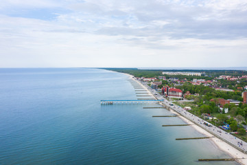 Aerial view of the promenade in Zelenogradsk, Russia