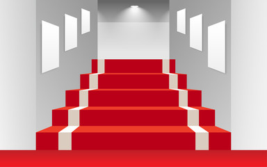 Red carpet on staircase at the cinema