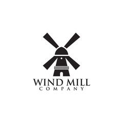 Windmill and farm logo design vector template