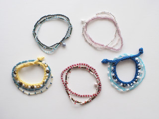 Bracelet and Necklace : Mixed beads isolated on white background