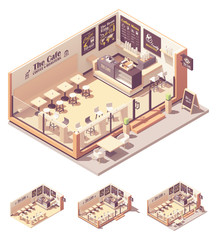 Vector isometric coffee shop or coffeehouse