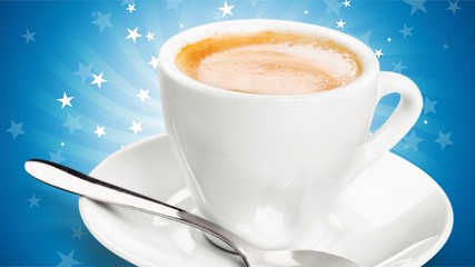 Black coffee in white cup isolated on