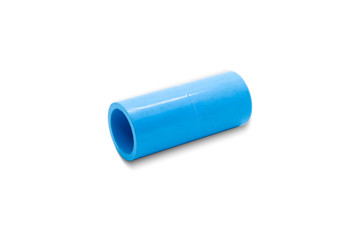 PVC blue pipe fittings join.