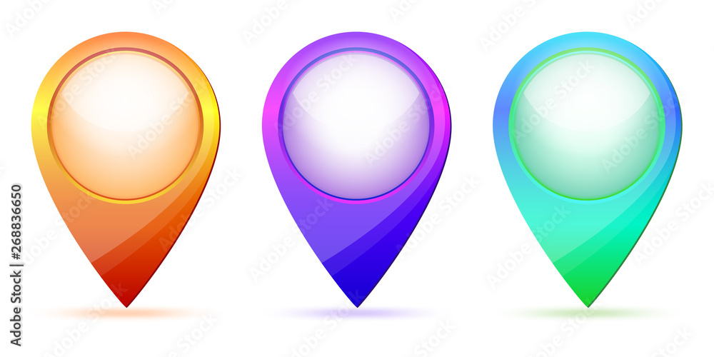 Poster set of color map pointers. vector illustration.
