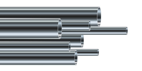 Set of steel or aluminum pipes, isolated. Vector illustration.