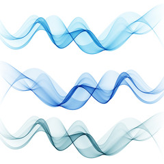 Set of abstract blue waves. Vector illustration EPS 10