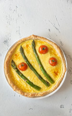Open pie with asparagus