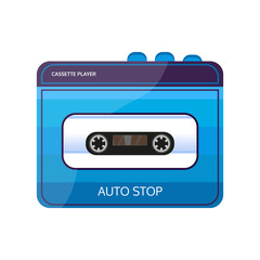 Auto Stop Cassette Player. Vector Illustration.
