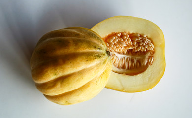 Cantaloupe or blewah on white  background. 
