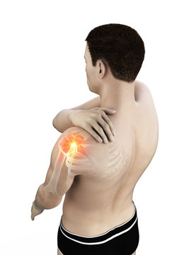 3d rendered medically accurate illustration of a mans painful shoulder