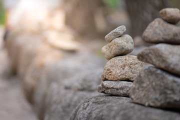 Closeup of balancing rock stack pyramid for mediation and harmony concept. Zen-like image.
