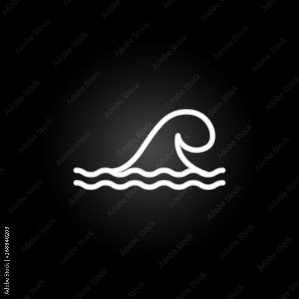 Poster wave neon icon. elements of summer set. simple icon for websites, web design, mobile app, info graph