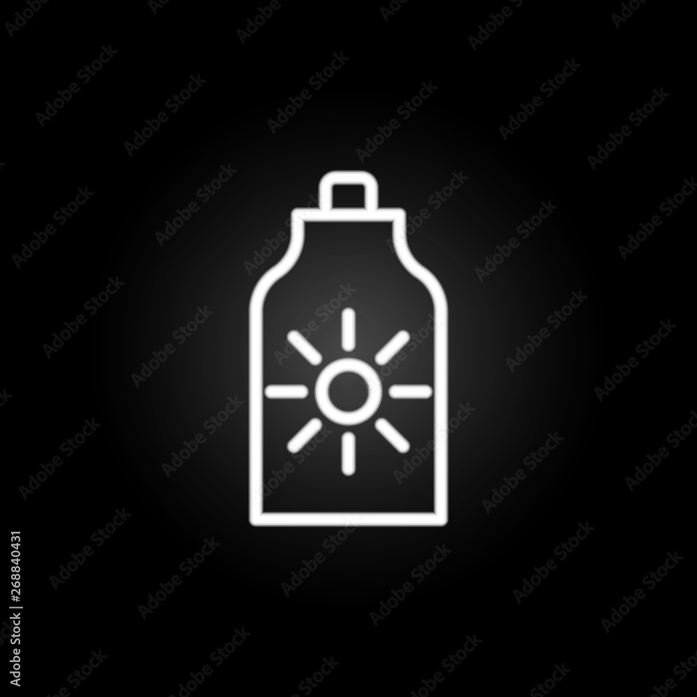 Poster sun block neon icon. elements of summer set. simple icon for websites, web design, mobile app, info 
