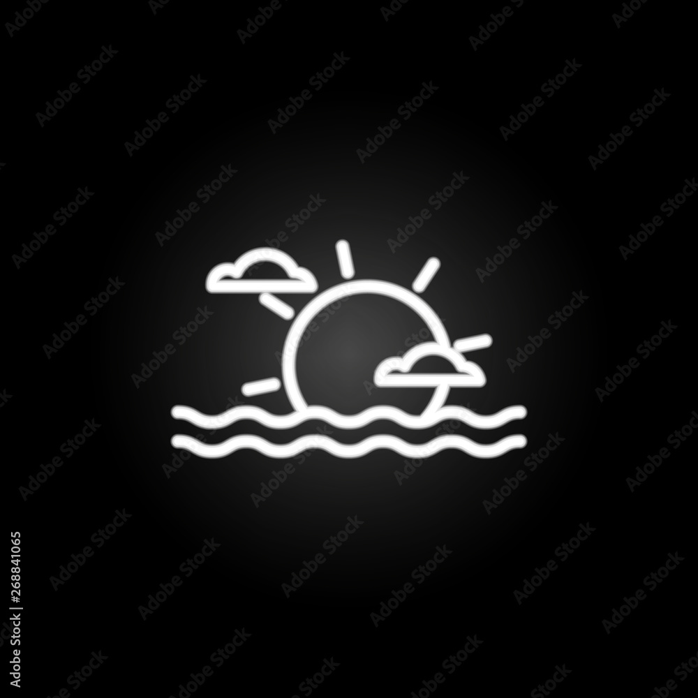 Poster sunset neon icon. elements of summer set. simple icon for websites, web design, mobile app, info gra