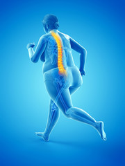 Fototapeta na wymiar 3d rendered medically accurate illustration of the painful back of a running overweight woman