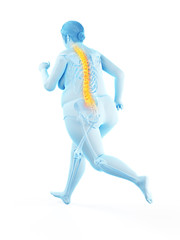 3d rendered medically accurate illustration of the painful back of a running overweight woman