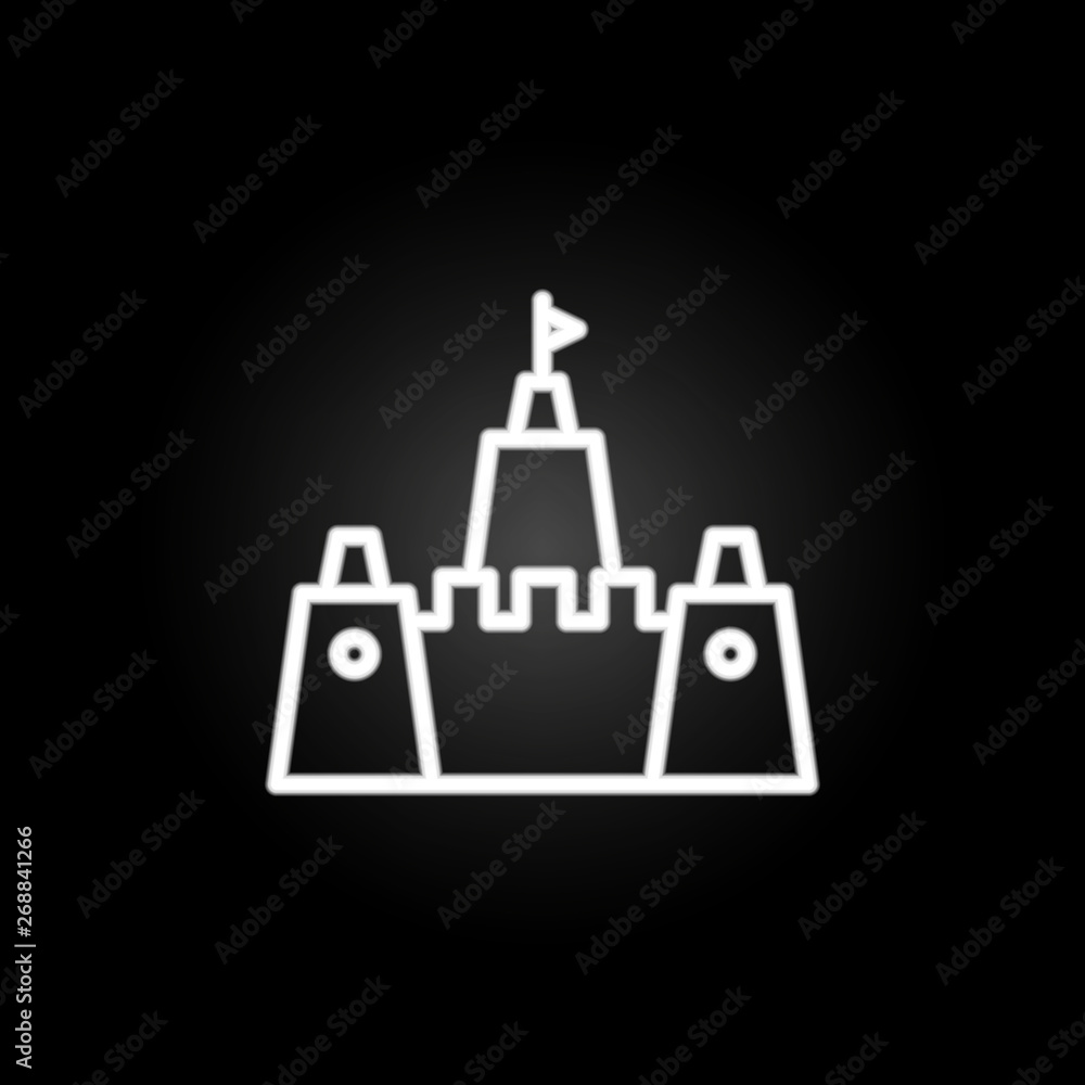 Poster sand castle neon icon. elements of summer set. simple icon for websites, web design, mobile app, inf