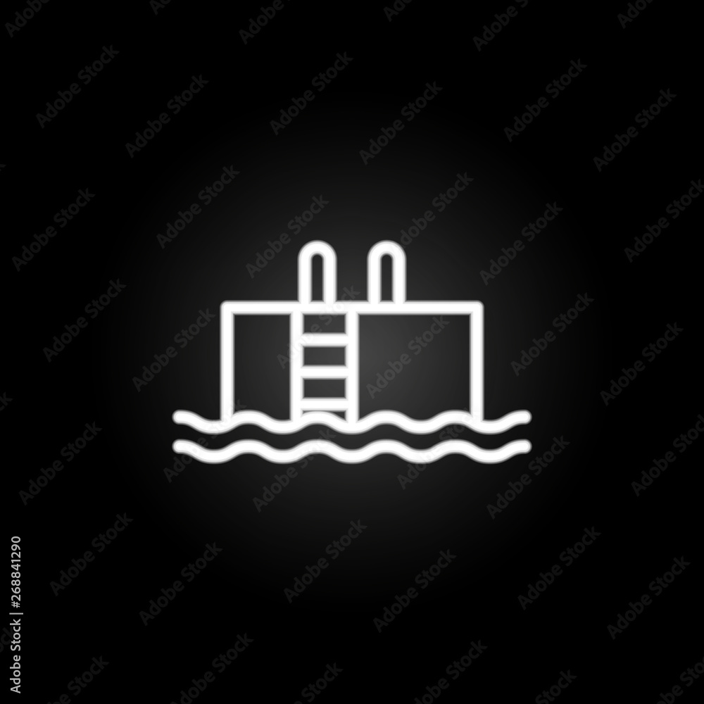 Poster swimming pool neon icon. elements of summer set. simple icon for websites, web design, mobile app, i