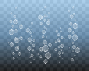 White beautiful bubbles on a transparent background vector illustration. Soap bubbles