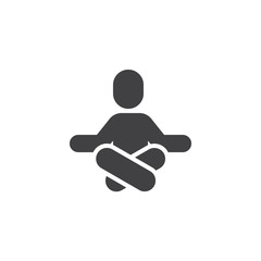 Sitting yoga position vector icon. filled flat sign for mobile concept and web design. Relaxation and meditation position glyph icon. Symbol, logo illustration. Pixel perfect vector graphics