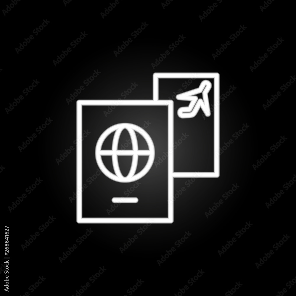 Poster passport neon icon. elements of summer set. simple icon for websites, web design, mobile app, info g