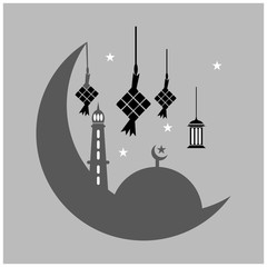 Eid Mubarak Islamic vector design greeting card template. 