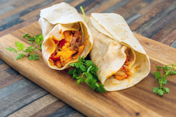 bacon chicken wrap - meat of bacon fume cooked