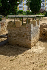 Fototapeta na wymiar Merida (Spain). Exterior of the Voconios Mausoleum in the funeral area of the columbariums of Mérida