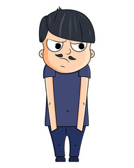 Cute cartoon young man with jealous emotions. Vector illustration