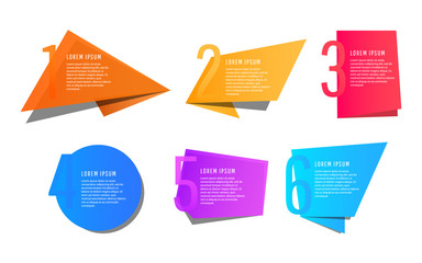 Presentation business shapes template with colorful round elements, pointers and text fields for presentation.